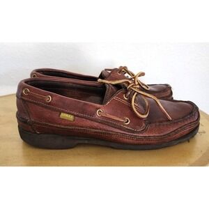 Gokey Brown Leather Boat Shoes Moccasins‎ Vibram Sole Preppy Quiet Luxury